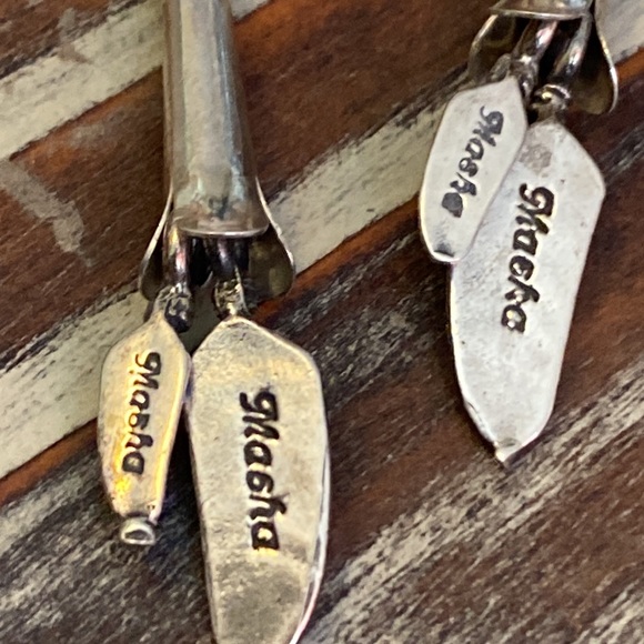 Masha Sterling Squash Blossom Feather Bird Earrings - Picture 5 of 5